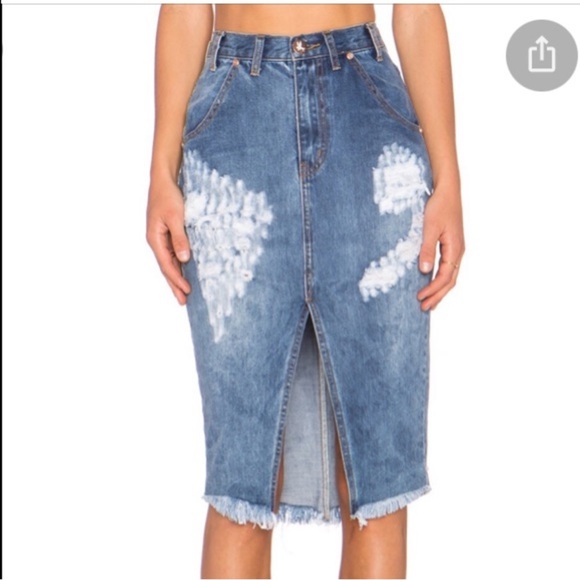 One Teaspoon Dresses & Skirts - One Teaspoon Cadillac High Waist rise Skirt Size 30 denim midi distressed pencil